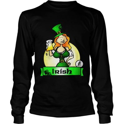 Longsleeve Tee Irish lady drink beer shirt