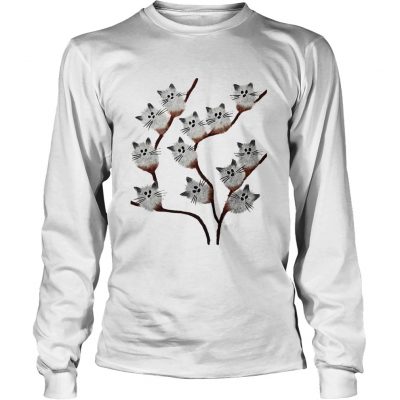 Longsleeve Tee Kitten cats pussy willow flowers shirt