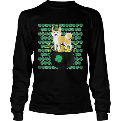 Longsleeve Tee Lucky Shiba Inu Shamrock St Patricks Day Shirt