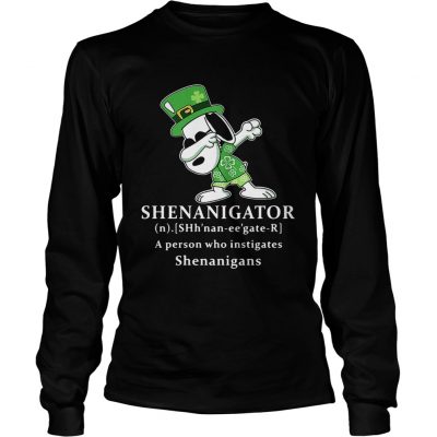 Longsleeve Tee Snoopy dabbing Shenganigator definition meaning a person who instigates Shenanigans shirt