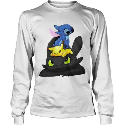 Longsleeve Tee Stitch Pikachu and Toothless shirt