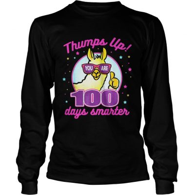 Longsleeve Tee Thumps Up 100 Days Smarter Llama Shirt