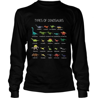 Longsleeve Tee Types of dinosaurs Diplodocus Allosaurus Parasaurolophus Ankylosaurus shirt