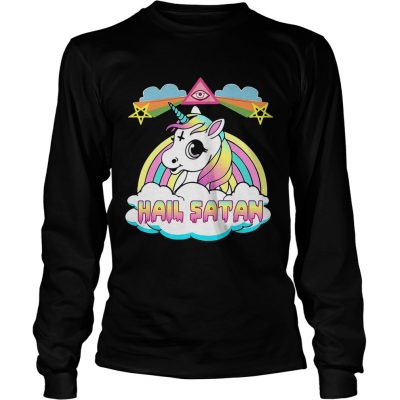 Longsleeve Tee Unicorn hail Satan shirt