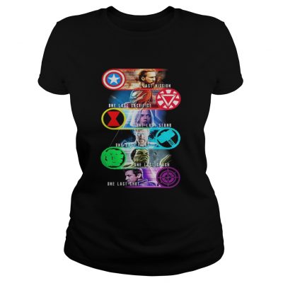 Avenger Endgame one last mission sacrifice stand fight smash shot ladies tee