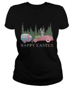 Camping Happy Easter Day Bunny Eggs Ladies Tee