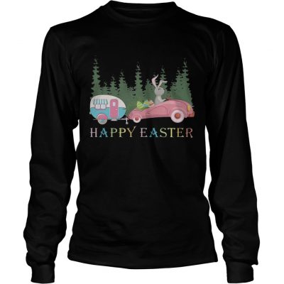 Camping Happy Easter Day Bunny Eggs Longsleeve Tee