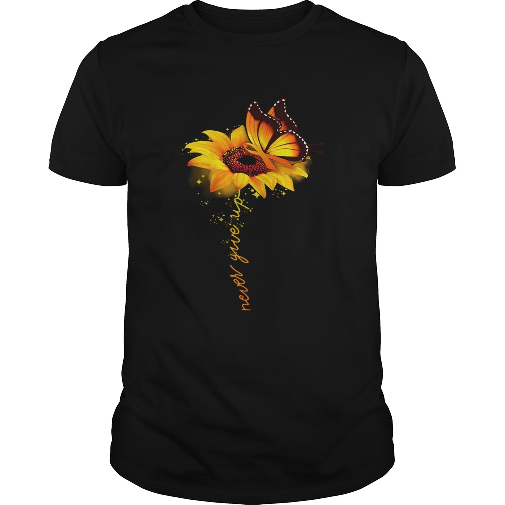 Butterfly sunflower never give up raise multiple sclerosis awareness shirt