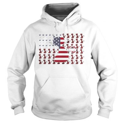 Hoodie Cat and Wine American Flag shirt