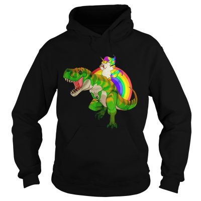 Hoodie Rainbow Unicorn Riding TRex Shirt