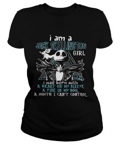 I am a jack skellington girl I was born with a heart on my sleeve ladies tee