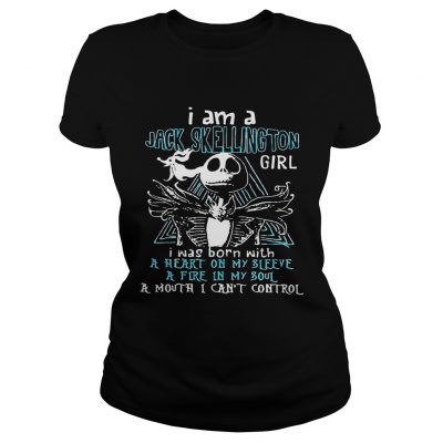 I am a jack skellington girl I was born with a heart on my sleeve ladies tee