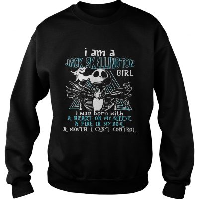 I am a jack skellington girl I was born with a heart on my sleeve sweatshirt