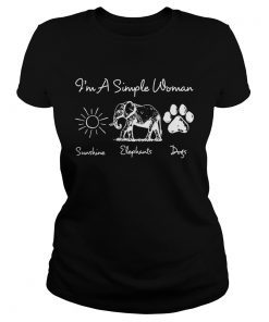 Im a simple woman I love sunshine elephants and dogs ladies tee