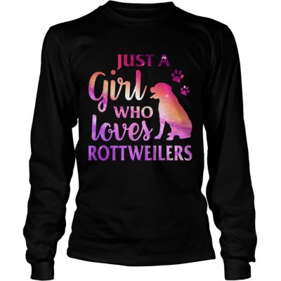 Just A Girl Who Loves Rottweiler Colorful Gift Longsleeve Tee