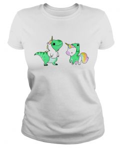 Ladies Tee Baby Dinosaur TRex and Unicorn shirt