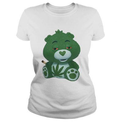 Ladies Tee Bear green smoking Cannabis shirt