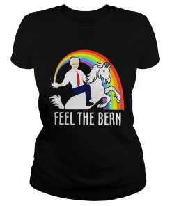 Ladies Tee Bernie Sanders riding Unicorn feel the bern shirt