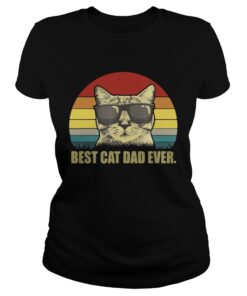 Ladies Tee Best Cat Dad Ever Sunset shirt