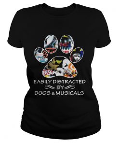 Ladies Tee Broadway easily distracted by dogs and musicals shirt