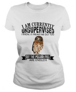 Ladies Tee Burrowing Owl I am currently Unsupervised I know it freaks me out too but the possibilities are end