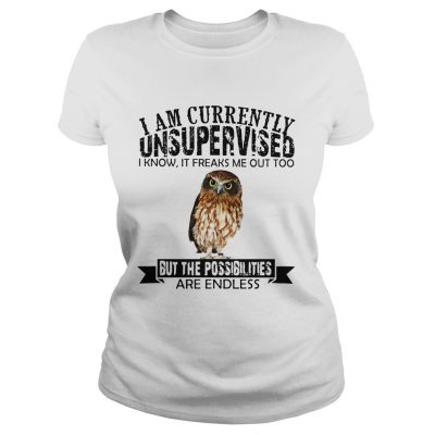 Ladies Tee Burrowing Owl I am currently Unsupervised I know it freaks me out too but the possibilities are end