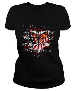 Ladies Tee Butterfly American flag shirt