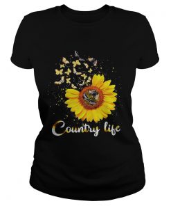 Ladies Tee Butterfly Sunflower Country life shirt