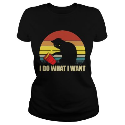 Ladies Tee Cat I do what I want sunset shirt