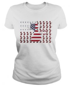 Ladies Tee Cat and Wine American Flag shirt