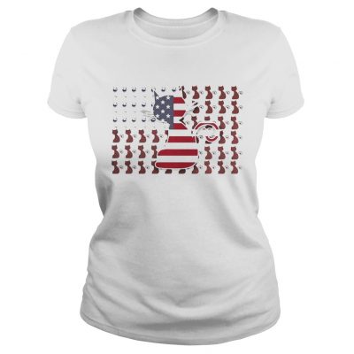 Ladies Tee Cat and Wine American Flag shirt