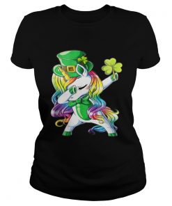 Ladies Tee Dabbing unicorn Irish St Patricks shirt