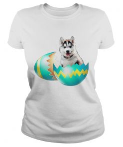 Ladies Tee Dog Easter Cute Husky Egg Gift Shirt