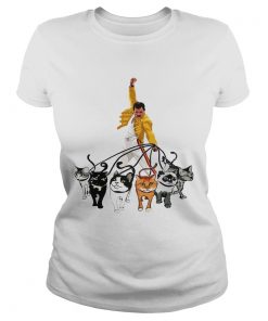 Ladies Tee Freddie Mercury With His Cat Funny Gift Shirt