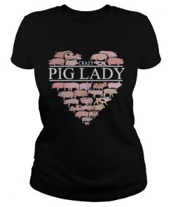 Ladies Tee Heart crazy pig lady TShirt