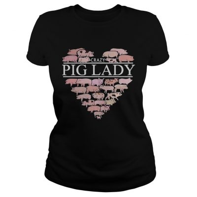 Ladies Tee Heart crazy pig lady TShirt