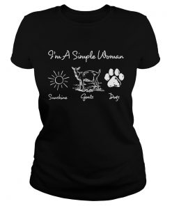 Ladies Tee Im a simple woman I love sunshine goats and dog shirt