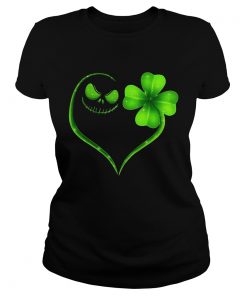 Ladies Tee Jack Skellington and Irish Four Leaf Clover shirt