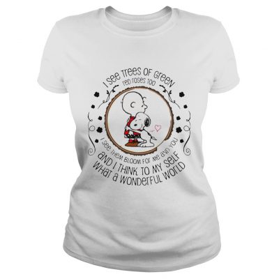 Ladies Tee Louis Armstrong What A Wonderful World Snoopy Peanut Gift Shirt