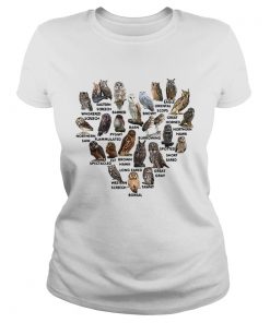 Ladies Tee Love owls eastern screech barred barn snowy oriental scops eagle shirt