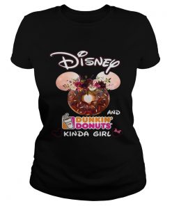 Ladies Tee Mickey Mouse Disney and Dunkin Donuts kinda girl shirt