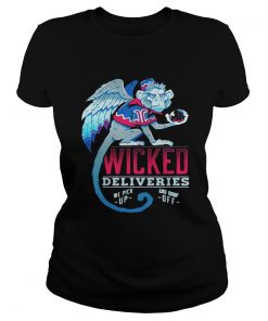 Ladies Tee Monkey Wicked Deliveries we pick up and drop off shirt