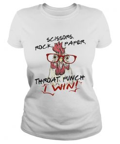 Ladies Tee Official chicken scissors rock paper throat punch I win shirt