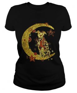 Ladies Tee Pitbull sitting on the moon shirt