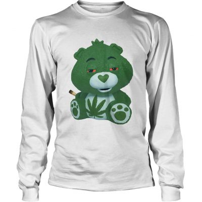 Longsleeve Tee Bear green smoking Cannabis shirt