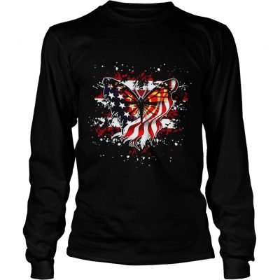 Longsleeve Tee Butterfly American flag shirt