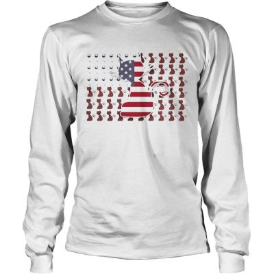 Longsleeve Tee Cat and Wine American Flag shirt