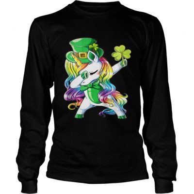 Longsleeve Tee Dabbing unicorn Irish St Patricks shirt