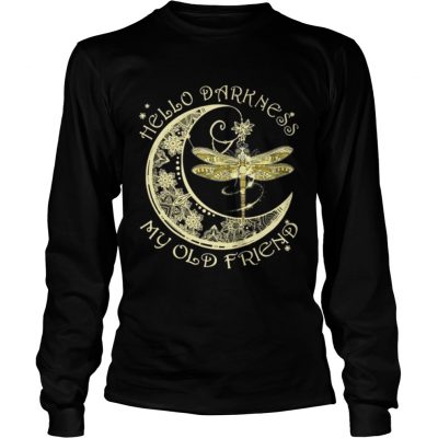 Longsleeve Tee Dragonfly crescent moon hello darkness my old friend shirt