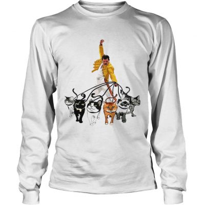 Longsleeve Tee Freddie Mercury With His Cat Funny Gift Shirt